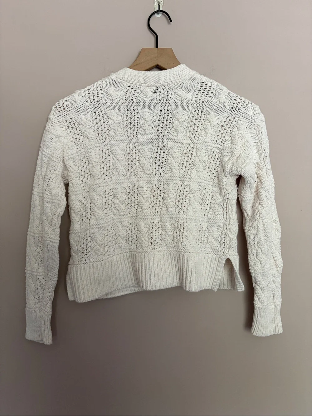 Madewell Open Cable-Stitch Cardigan Sweater Ivory XS